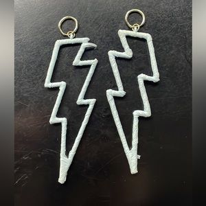 Super cute baby blue lighting bolt earrings